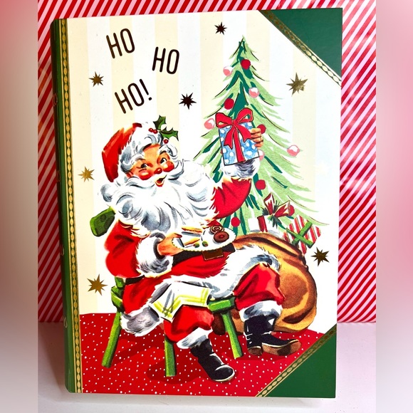 Large Christmas Santa Fake Book Box Decor Gift Holly Jolly HoHoHo Vintage Image - Picture 2 of 13